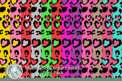 Mixed Leopard Heart Papers Digital Pattern QueenBrat Digital Designs 