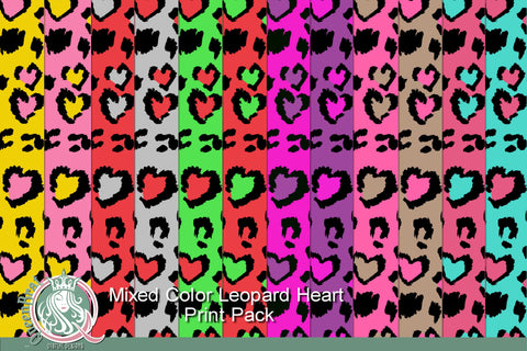 Mixed Leopard Heart Papers Digital Pattern QueenBrat Digital Designs 