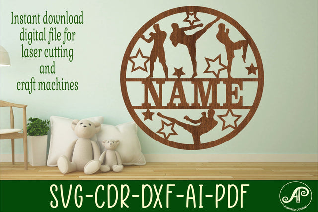 Mixed martial arts name sign svg laser cut template SVG APInspireddesigns 