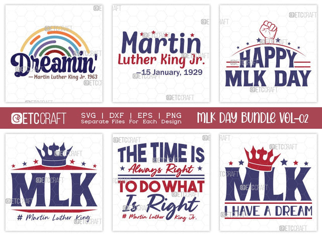 MLK Day Bundle Vol-02 | Dreamin' Svg | Happy MLK Day Svg | MLK Svg | Martin Luther King Jr Svg | MLK I Have A Dream Svg | The Time Is Always Right To Do What Is Right Svg | MLK Day Quote Design SVG ETC Craft 
