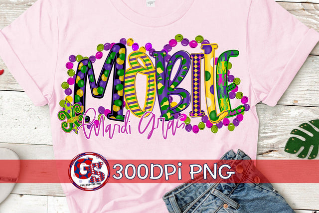 Mobile Mardi Gras PNG for Sublimation-Mobile Alabama Mardi Gras PNG Sublimation Greedy Stitches 