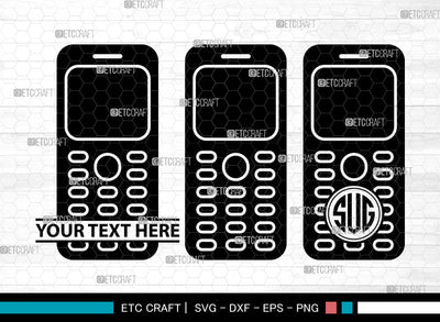 Mobile Phone Icon Monogram, Mobile Phone Svg, cell phone Svg, Mobiles, Smart Phone, Mobile Monogram, Icon Monogram, Svg Cut File, Dxf, Eps, Png, SVG ETC Craft 