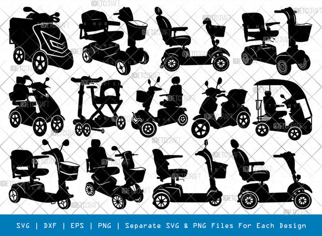Mobility Scooter SVG, Scooter Silhouette, Mobility Scooter Svg, Gas Scooter Svg, Motorized Scooter Svg, Electric Scooter Svg, Electricity Svg, Scooter Bundle, SVG ETC Craft 