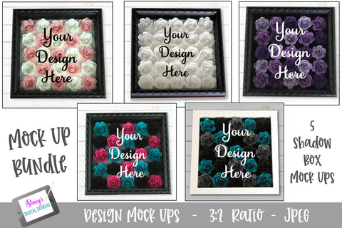 Mockup Bundle - Rolled flower shadow box - 5 mock up photos Mock Up Photo Stacy's Digital Designs 
