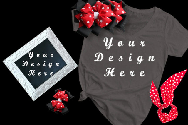 Mockup Grey T-shirt, White Frame Mock Up Photo ArtStudio 