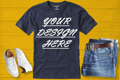 Mockup Men Dark T-shirt, School, Autumn Mock up, Digital Mockups, Wood Background, JPEG image Mock Up Photo ArtStudio 
