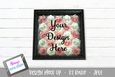Mockup - Rolled flower shadow box - Pink and White Mock Up Photo Stacy's Digital Designs 