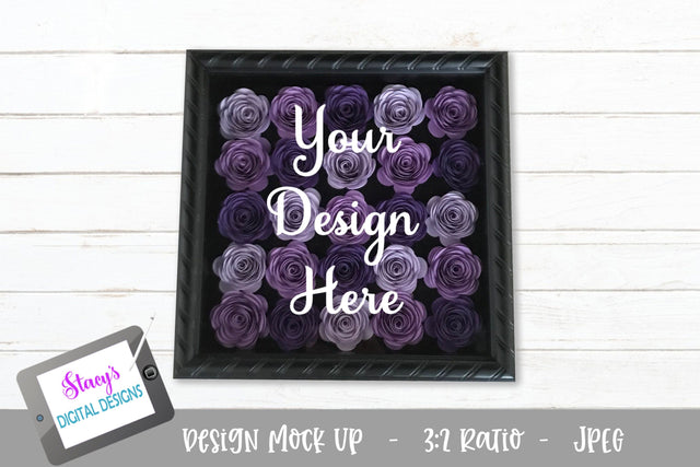 Mockup - Rolled flower shadow box - Purple Mock Up Photo Stacy's Digital Designs 