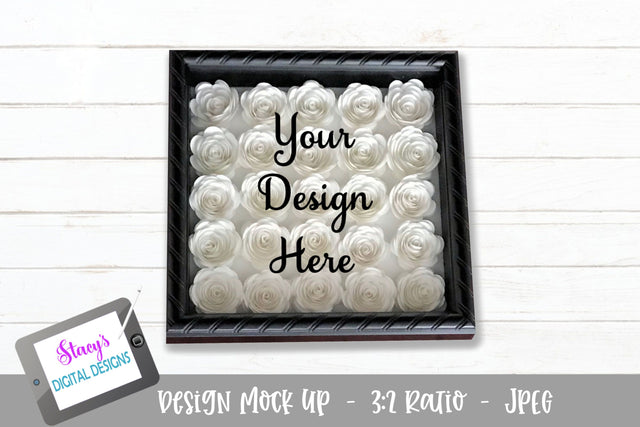 Mockup - Rolled flower shadow box white Mock Up Photo Stacy's Digital Designs 