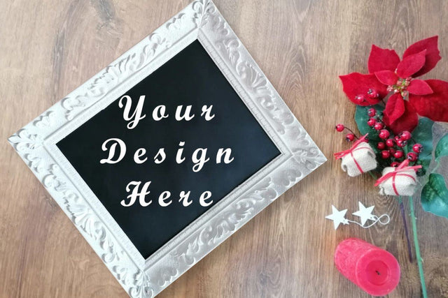 Mockup white frame, Christmas Decor Mock Up Photo ArtStudio 