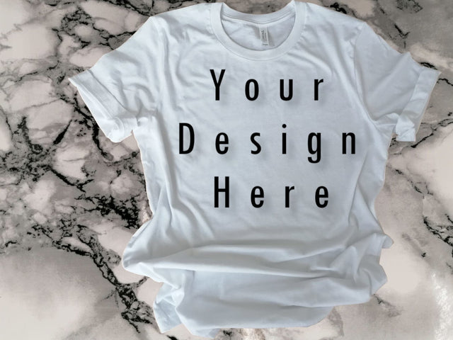 Mockups White Bella Canvas Shirt, Marble mosaic background SVG ArtStudio 