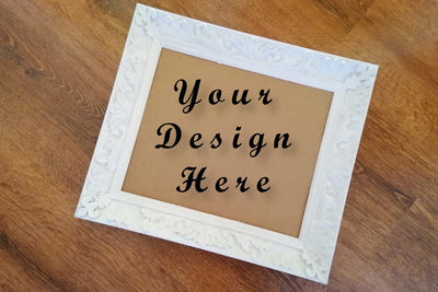 Mockups White Frame, Wooden Background Mock Up Photo ArtStudio 