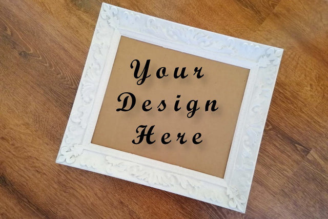 Mockups White Frame, Wooden Background Mock Up Photo ArtStudio 