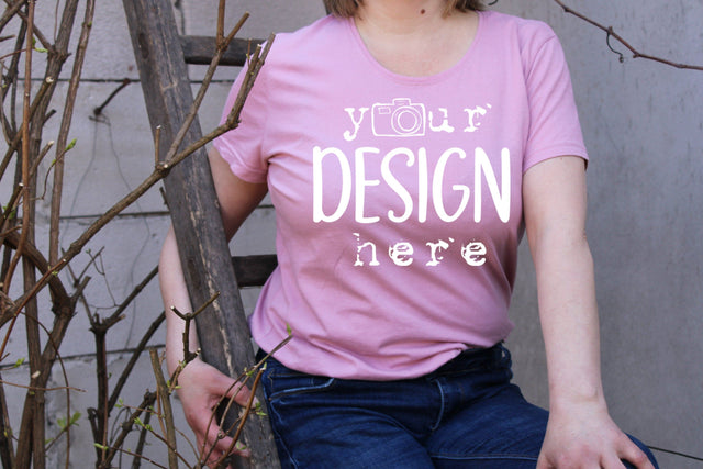 Model Photo,Pink T-shirt Mock Ups, Garden, Nature Mockup,Bella Canvas Shirt, Flat Lay Picture,SVG Sublimation,Woman Model Design, Outdoors JPG picture, Farmhouse Background Mock Up Photo ArtStudio 