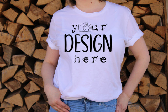Model White T-shirt Mock Ups, Plants, Nature Mockup,Bella Canvas Shirt, Flat Lay Picture,SVG Sublimation,Woman Model Design, Outdoors JPG picture, rustic Mock Up Photo ArtStudio 