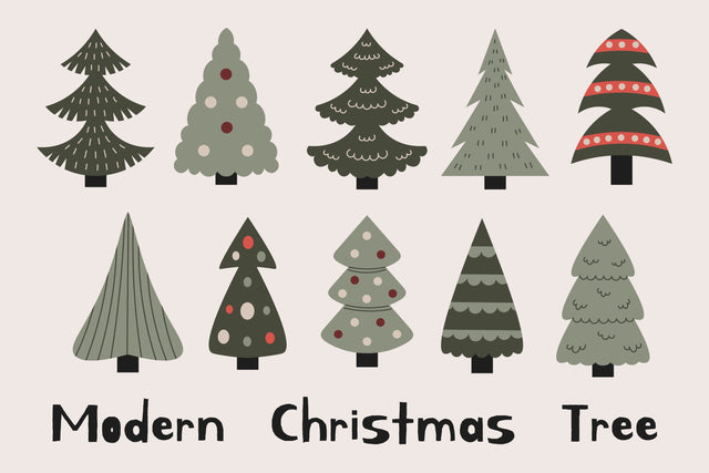 Modern Christmas Tree PNG Clipart Sublimation Rin Green 