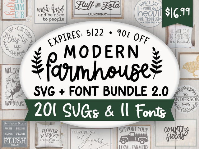 Modern Farmhouse SVG + Font Bundle 2.0 Bundle So Fontsy Design Shop 