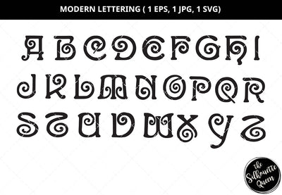 Modern lettering svg, capital letter svg, small letter svg, number svg, decorative alphabets svg, monogram alphabet svg, cut files for circuit SVG Loveleen Kaur 