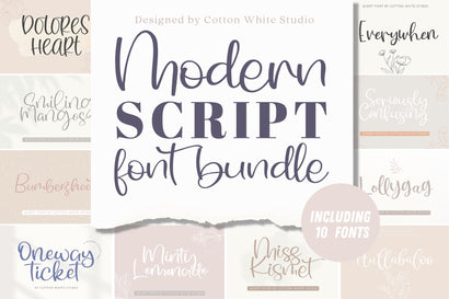 Modern Scrip Font Bundle Font Cotton White Studio 