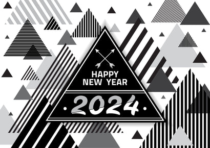 modern triangle line art 2024 logo design in vector illustration. Happy new year 2024 typography design with elegant style on white background. Minimal concept of 2024 year logo design using triangle linear lines. SVG naemmiah021 