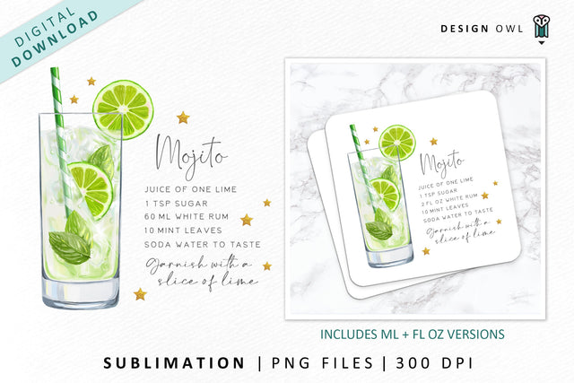 Mojito cocktail recipe sublimation file SVG Design Owl 