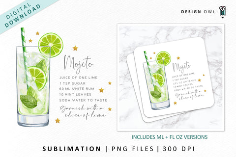 Mojito cocktail recipe sublimation file SVG Design Owl 