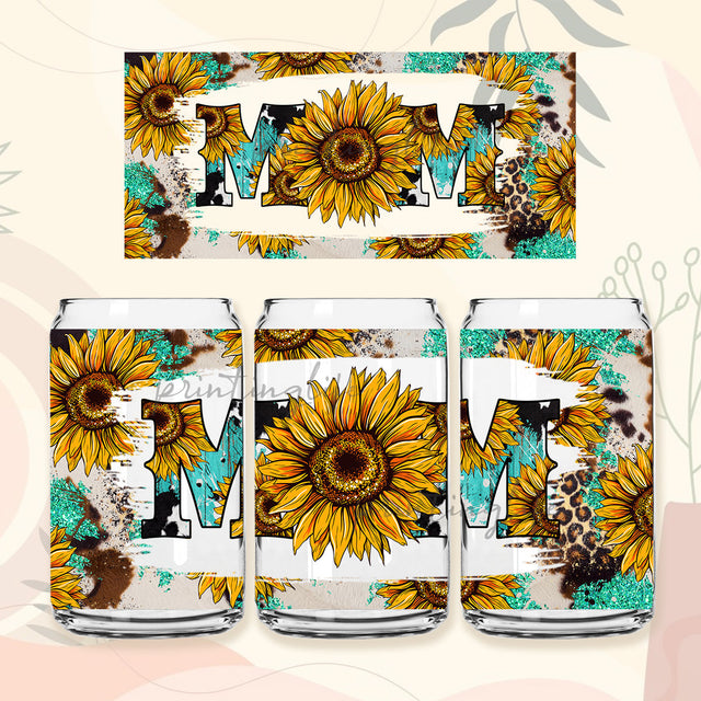 Mom 16 oz Libbey Glass Can Tumbler Png, Cheer Mom Sublimation Digital Downloads, Mom glass can 16 oz wrap, Mother's Day PNG Sublimation PrintingLife 