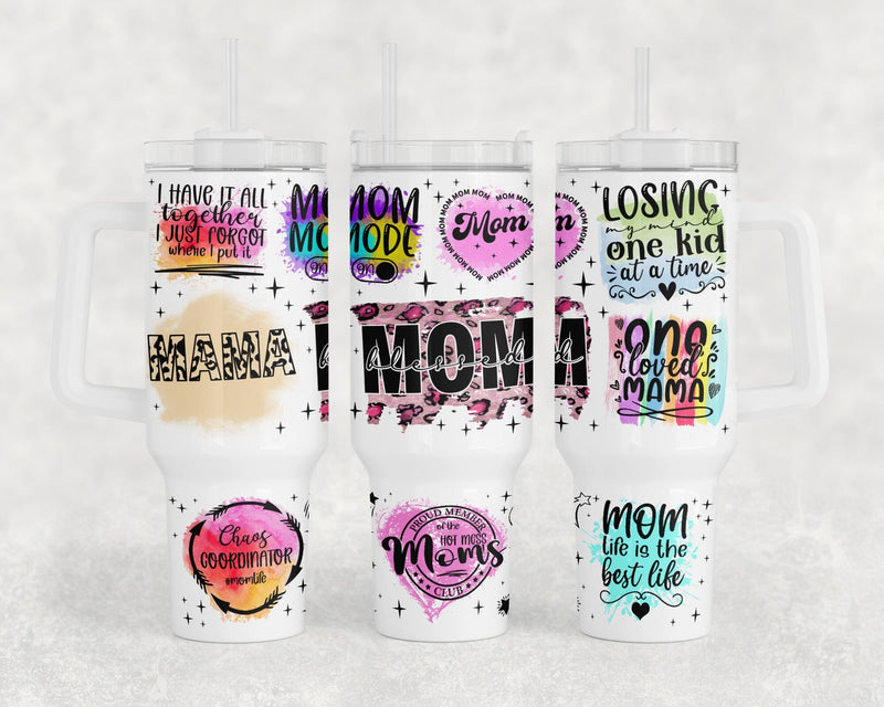 Mom 40oz Tumbler Wrap, Mom Quotes 40oz Quencher Tumbler Sublimation Design, Mama Tumbler PNG File Sublimation HappyDesignStudio 