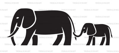 Mom and Baby Elephants SVG TribaliumArtSF 