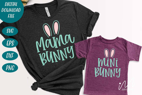 Mom and child bunny svg, Easter mom and child t shirt, Mama bunny and mini bunny svg SVG Isabella Machell 