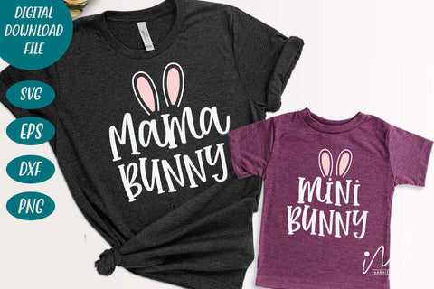 Mom and child bunny svg, Easter mom and child t shirt, Mama bunny and mini bunny svg SVG Isabella Machell 