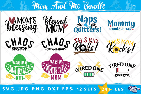 Mom And Me Svg Bundle | Mom Shirt Design Bundle SVG Crafty Mama Studios 