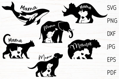 Mom baby animals svg bundle, Mama SVG, mothers day svg SVG Digital Rainbow Shop 