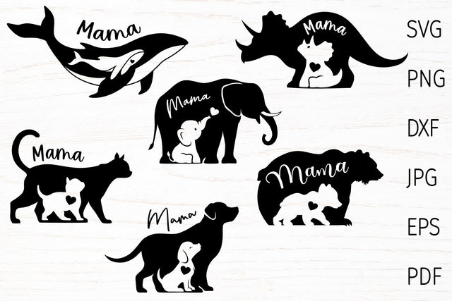 Mom baby animals svg bundle, Mama SVG, mothers day svg SVG Digital Rainbow Shop 