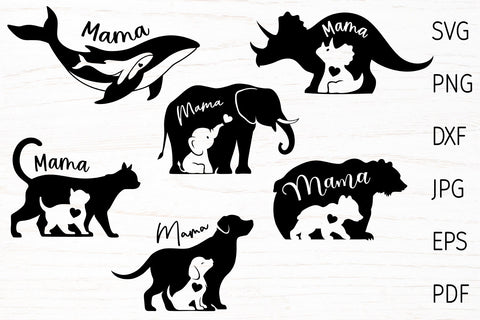 Mom baby animals svg bundle, Mama SVG, mothers day svg SVG Digital Rainbow Shop 