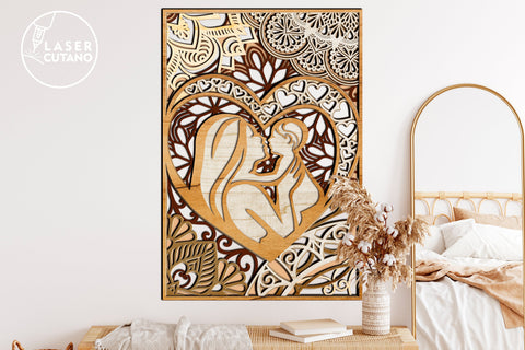 MOM BABY Cut Files Mother's Day Multilayer Laser Cut Files, Mandala, SVG, 3D Designs SVG LaserCutano 