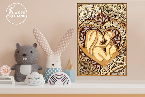 MOM BABY Cut Files Mother's Day Multilayer Laser Cut Files, Mandala, SVG, 3D Designs SVG LaserCutano 