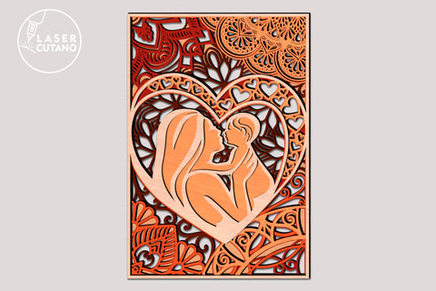 MOM BABY Cut Files Mother's Day Multilayer Laser Cut Files, Mandala, SVG, 3D Designs SVG LaserCutano 