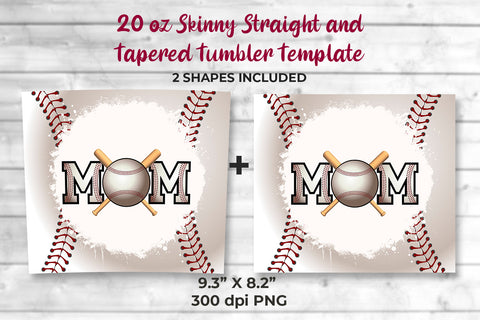 Mom Baseball 20 oz Skinny Tumbler Wrap Sublimation Design Sublimation Sublimatiz Designs 