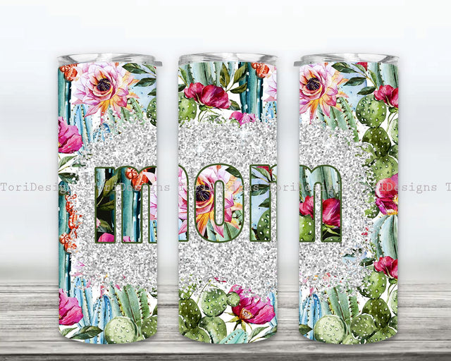 Mom Cactus Tumbler Design, Mom Cactus 20oz Skinny Tumbler Template For Sublimation, Momlife Tumbler Png, Mom Cactus Tumbler Wrap Sublimation ToriDesigns 
