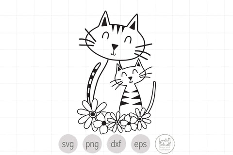 Mom Cat and Kitten SVG File, Cat SVG for Spring, Mother's Day SVG SVG Lynda M Metcalf 