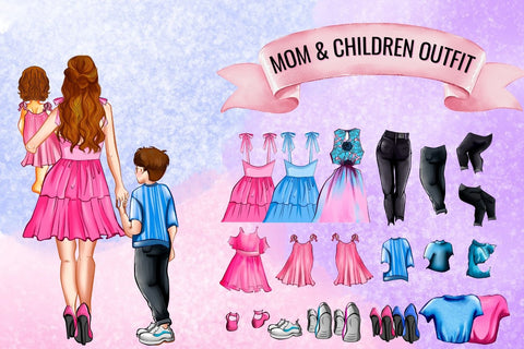Mom & Children Family Creator Clipart SVG SvgOcean 