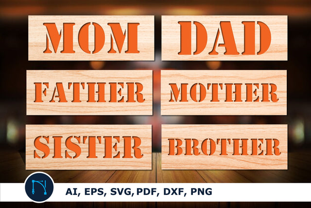 mom, dad, brother & sister Sign bundle Laser Cut 3d Svg SVG MD JOYNAL ABDIN 