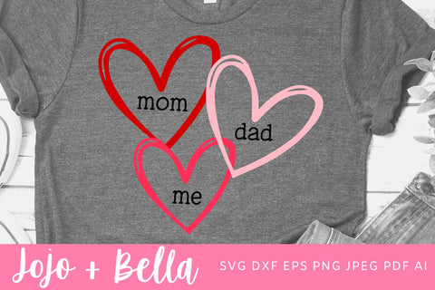 Mom Dad Me Svg, Baby Svg, Valentines Svg, Mothers Day Svg, Mom Svg, Valentines Day Svg, Valentines Cut File, Svg Designs for Cricut SVG Jojo&Bella 