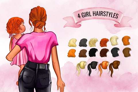 Mom & Daughter Family Creator Clipart SVG SvgOcean 