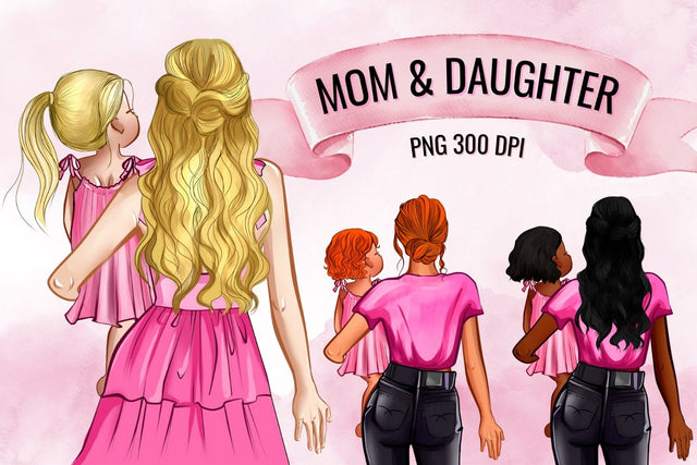 Mom & Daughter Family Creator Clipart SVG SvgOcean 