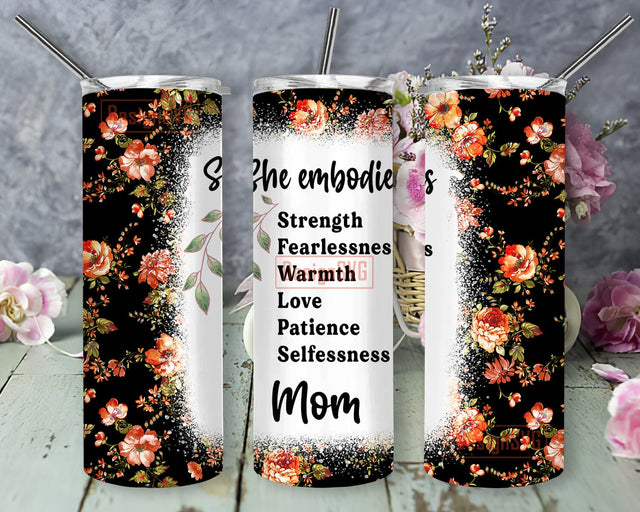 Mom Floral 20oz Skinny Tumbler Png, Floral Mom Png, Mother's Day Png, Floral Flowers Mothers Day Gift, Mom Skinny Tumbler Sublimation DesignSVG 