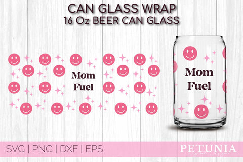 Mom Fuel Glass Can SVG | Mother's Day Can Glass Wrap SVG SVG Petunia Digital Design 