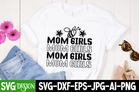Mom Girls SVG Cut File, Mom Girls SVG Design, Happy Mothers Day SVG Design , SVG BlackCatsMedia 