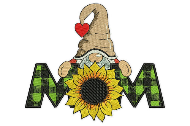 MOM Gnome and Sunflower Embroidery Design, Mothers Day Plaid Buffalo designs, Super Mom Machine Embroidery File Embroidery/Applique DESIGNS NextEmbroidery 